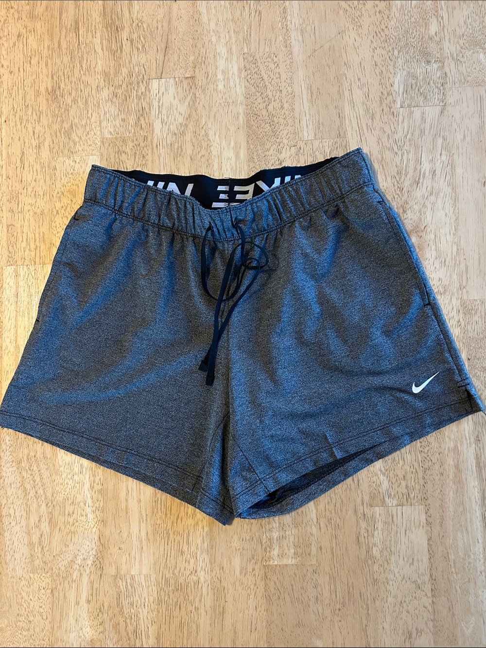 Nike Women’s Dark Heather Gray Athletic Shorts with Swoosh
